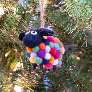 Colorful Felted Sheep Ornament