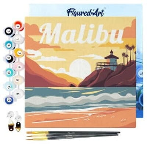Mini Paint by Number Travel Poster - Malibu