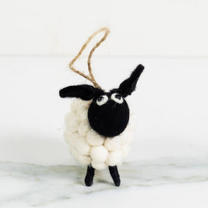 White Felted Sheep Ornament