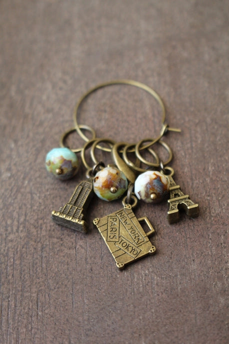 World Traveler Stitch Markers - Suitcase