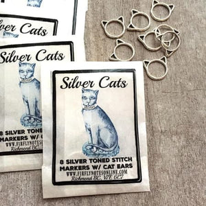 Cat-shaped Stitch Markers - Silver (large)