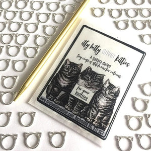 Cat-shaped Stitch Markers - Silver (Small)